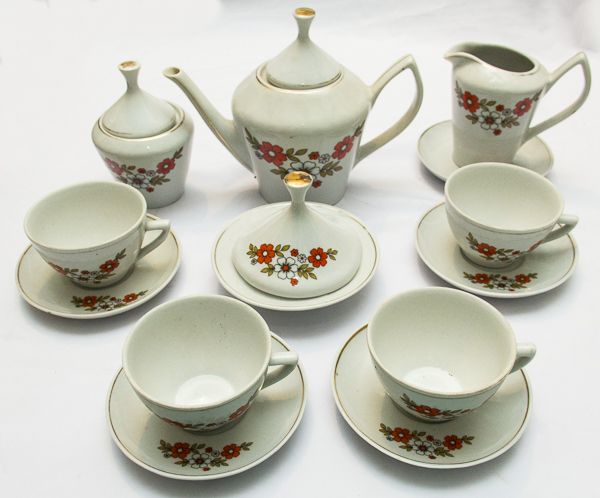 Conjunto De Chá E Café Porcelana Pozzani Antigo