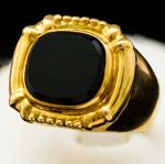 Elegante anel masculino em ouro 750 e ônix , aro 16 - PT: 10.4 grs