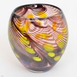 Vaso no formato de balaustre em vidro de murano multicoloridas, med. 19 x 12 cm