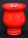 Grande centro de mesa floreira em vidro na tonalidade de vermelha, base em anéis tripticos, med. 38 x 29 cm de diâmetro