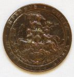 Numismática - Medalha Exposição Nacional, Rio de Janeiro, 1908; verso - "Labor. Improbvs. Omnia. Vincit", bronze, med. 4 cm de diâmetro