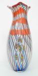 Grande vaso em vidro de murano com decoração tipo mil fiori e esmalte escorrido multicolorido - med. 48 cm.