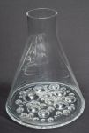 Vaso estilo contemporâneo em demi cristal, fundo decorado com bolhas em relevo - med. 36 cm