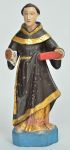 Santo Antonio - Antiga imagem sacra brasileira esculpida em madeira policromada com detalhes a folha de ouro - med. 28 cm (falta uma das mãos).
