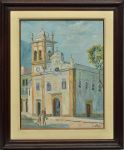 O. Nunes - Igreja - OST - Assinado e datado 1981 - CIE - Med. 65 x 50 cm com moldura med. 88 x 74 cm.