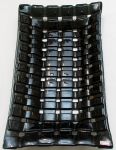 Centro de mesa em demi cristal negro, decorada por largas faixas entrelançadas. Med. 5x28x47cm