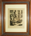 D'Avilla - água forte original do artista, intitulado "Baiana" Desenho de 23 x 18 cm e medida da moldura: 43 x 33 cm.