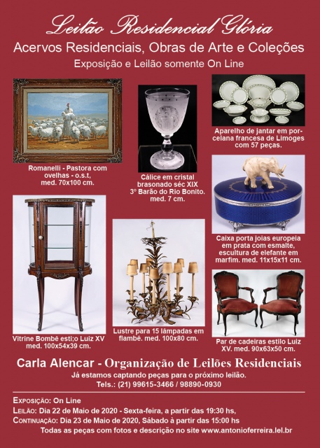 Leilão Residencial Glória - Acervos Residenciais, Obras de Arte e Coleções